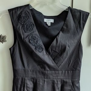 LOFT little black dress -polished cotton - pockets